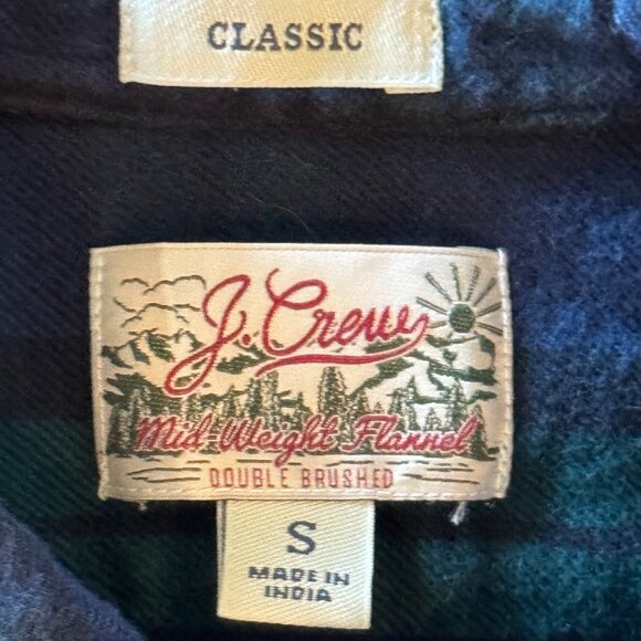 J Crew men's mid weight flannel blue/green plaid. size small - Picture 4 of 7